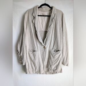 Free People Beckett Linen Boyfriend Blazer Cream Oversized XS